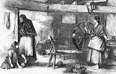 Spinning Net Thread in the Claddagh, Galway, Illustration from 
